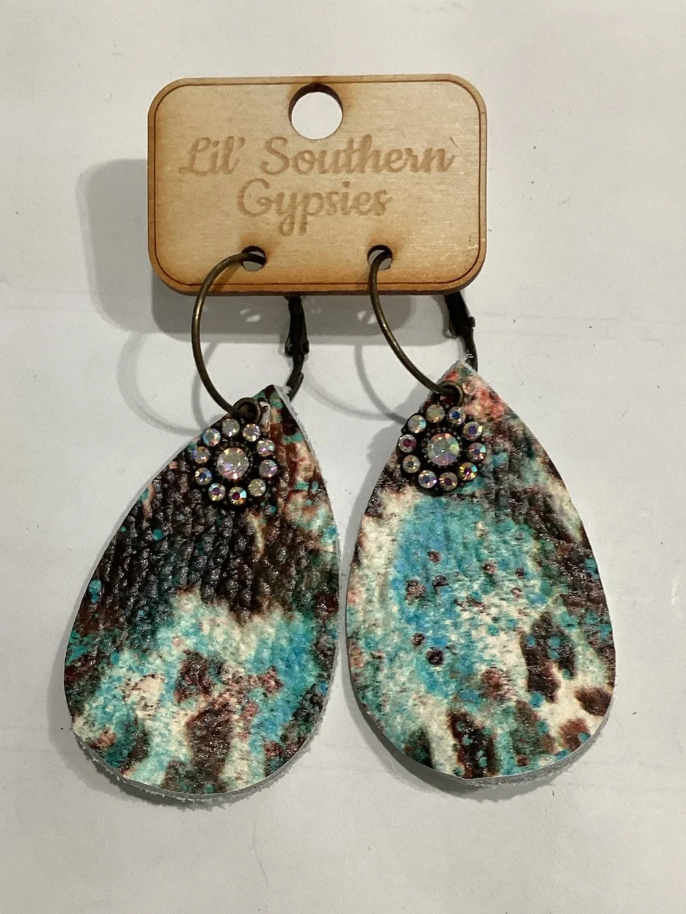 Lil' Southern Gypsies Turquoise & Brown Teardrop Earrings